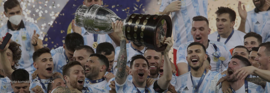 Celebraciones en el camerino Argentino tras la victoria en la Copa América USA 2024