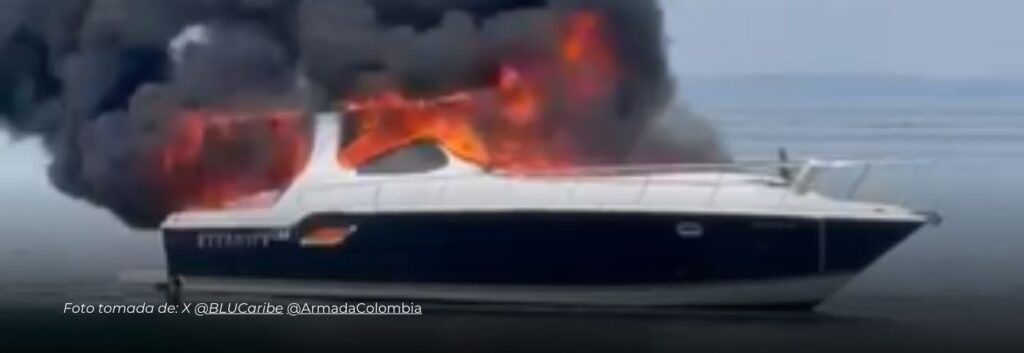 Pánico en Islas del Rosario: yate se incendia con cuatro turistas, todos son rescatados ilesos