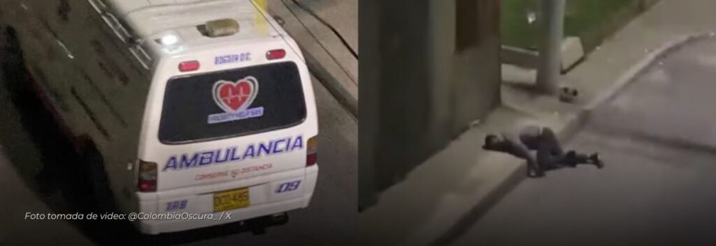 Indignación en Bogotá: ambulancia privada abandona a paciente en mal estado en un andén