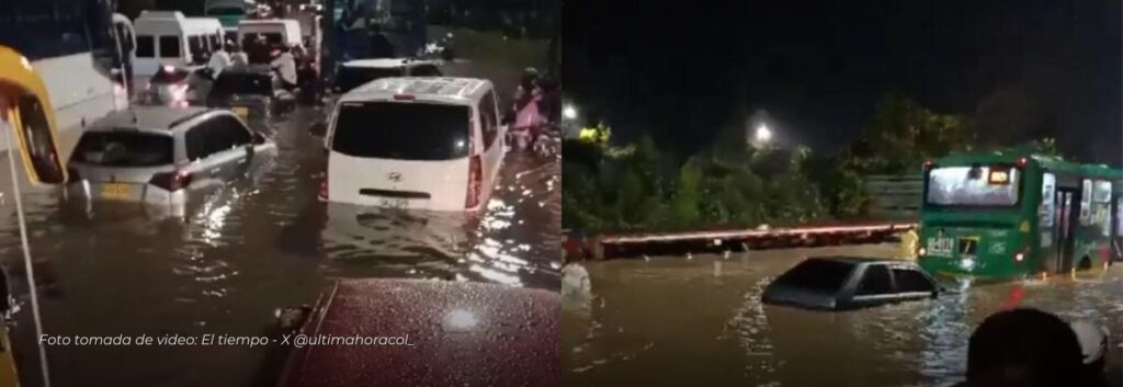 Caos en la autopista norte de Bogotá: fuertes inundaciones y cierres generan caos vial