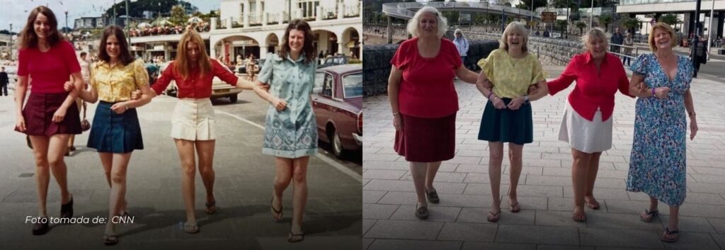 Un viaje en el tiempo: cuatro amigas recrean su foto de 1972, 52 años después