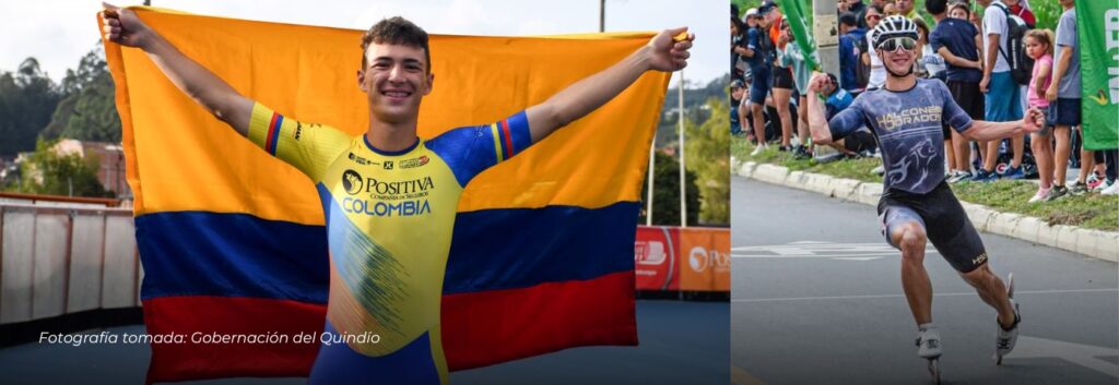 Juan Diego Yepes gana la prueba de 200 metros meta contra meta en la Quinta Válida Nacional de Patinaje