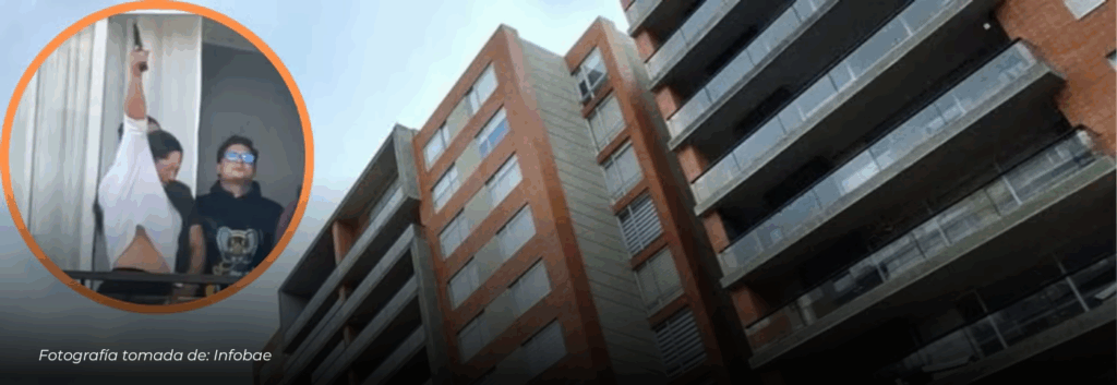 Mujer disparó al aire desde un balcón en Suba mientras gritaba frases desafiantes; vecinos registraron el hecho en video