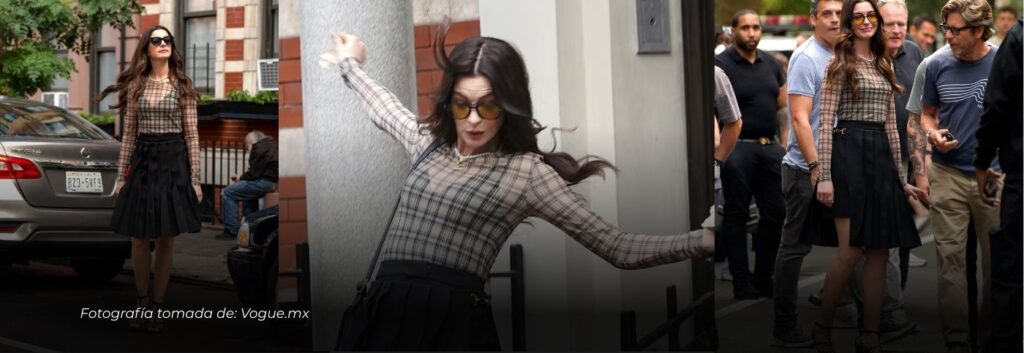 Anne Hathaway cae con glamour enel rodaje de “El diablo viste a la moda 2”