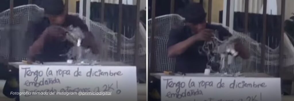 Se vuelve viral un hombre que montó un puesto ambulante para desenredar luces navideñas por $2.000 para comprarse un aguinaldo