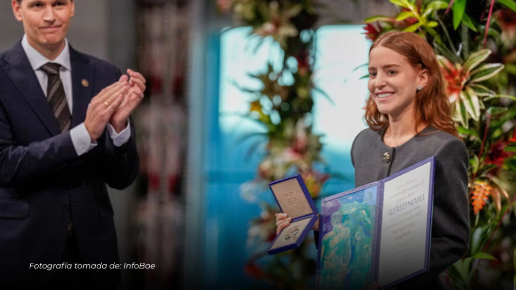 Ana Corina Sosa recibe en Oslo el Nobel de la Paz otorgado a su madre, ausente por restricciones del régimen venezolano