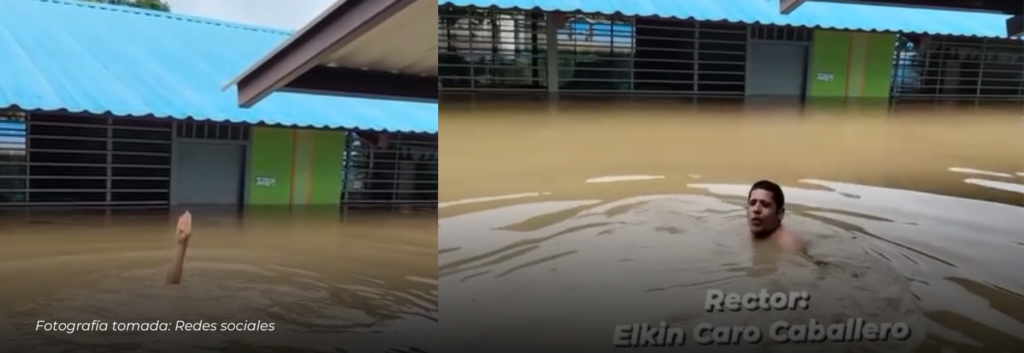 Inundación dejó bajo el agua sede educativa en Pica Pica Viejo, Córdoba